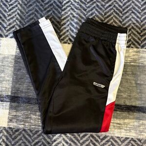 Hind Black Joggers with White Stripes and Red Detail